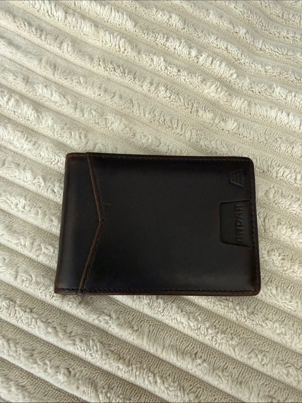 Dark Brown Andar Leather Bifold Money Clip Wallet for Men